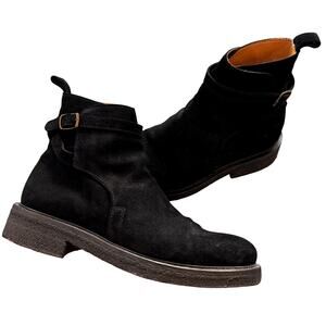 AMI ALEXANDRE MATTIUSSI Suede Jodhpur Boots In Black Size 10